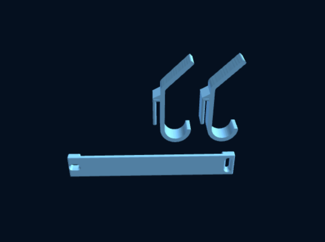 Modular Wall Hook Rail — Up to 5 Hooks on a 2-Screw Bar (Parametric, 3D Print) — foto 1
