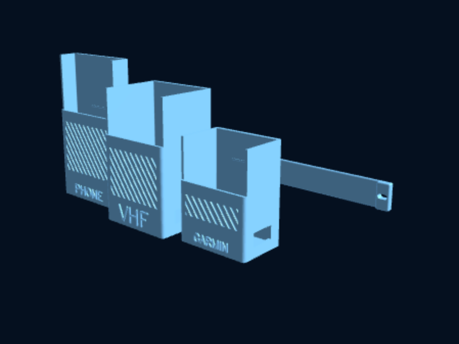 Modular Rail Device Holder Kit — Wall Rail + 1–3 Holders (Custom Names) (3D Print) — foto 1