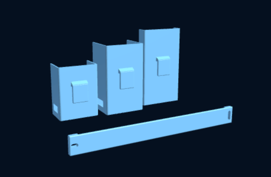 Modular Rail Device Holder Kit — Wall Rail + 1–3 Holders (Custom Names) (3D Print) — foto 2