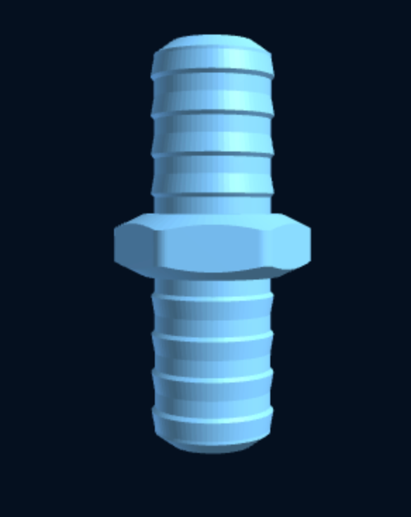 3D-printed barb-to-barb hose connector