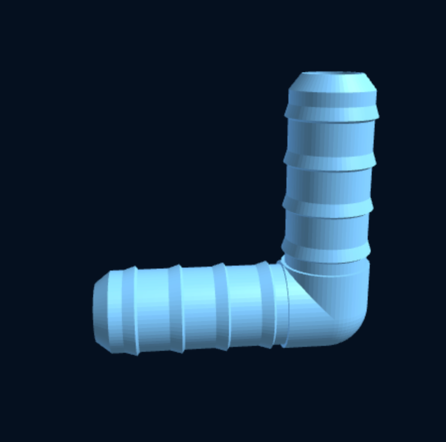 3D-printed elbow hose barb connector