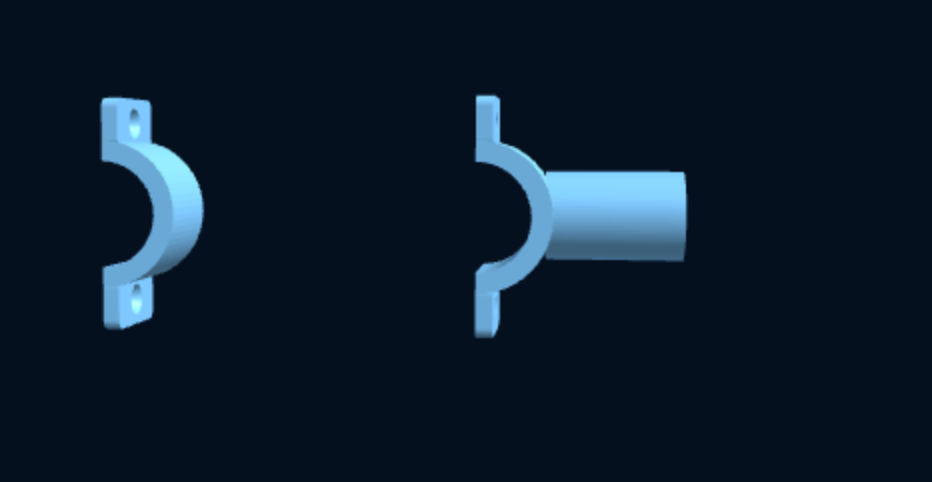 Pipe Wall Clamp — 2-Piece with Mounting Post (Parametric, 3D Print) — foto 1