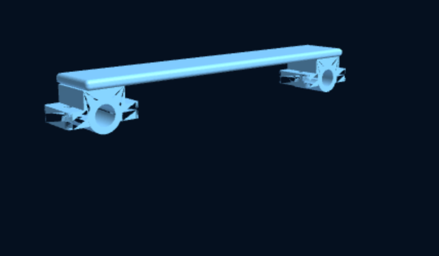 Twin Pipe-Clamp Cross Bar — Rail-Mount Bar for Modular Kits (Parametric, 3D Print) — foto 2