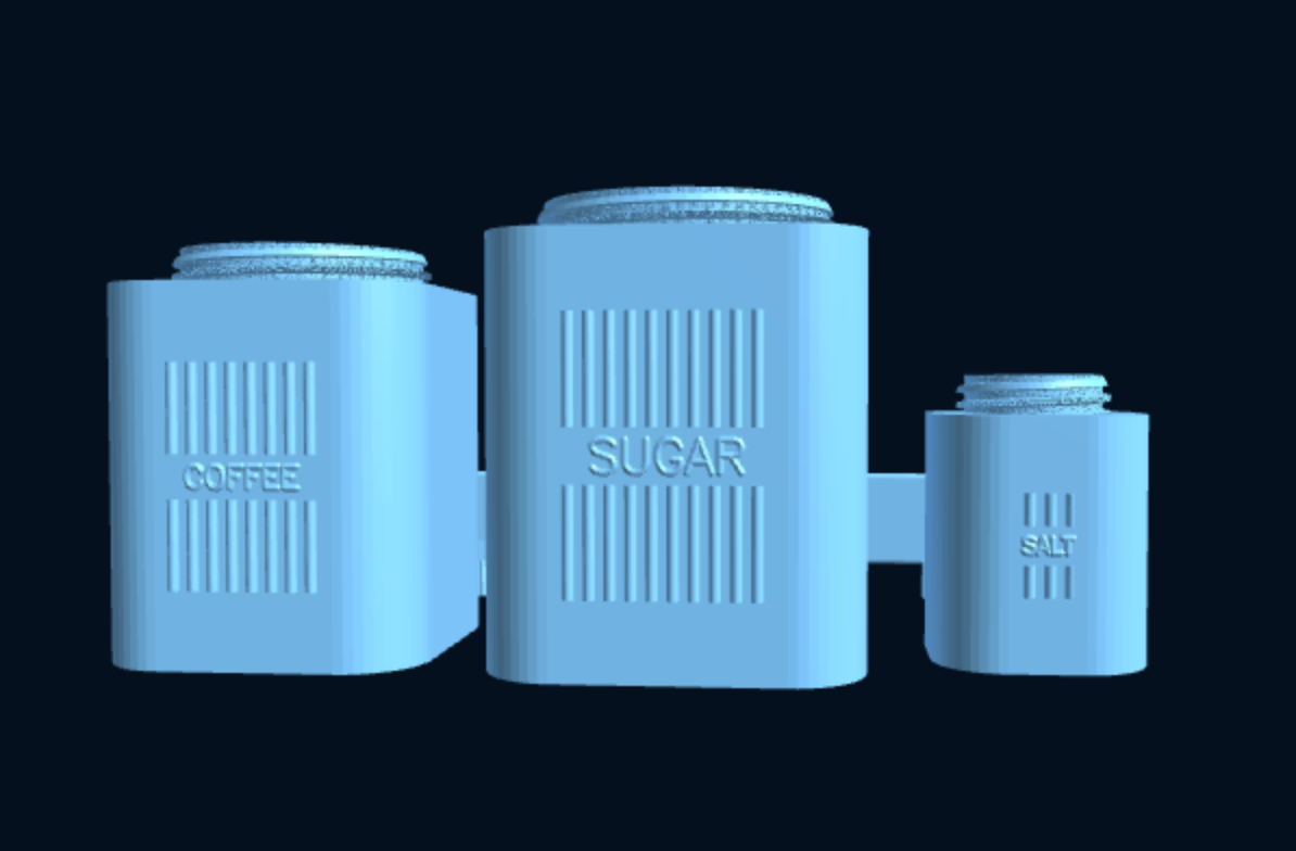 3D-printed Modular Jar Kit — Wall Rail + 1–3 Square Jars (Custom Names)