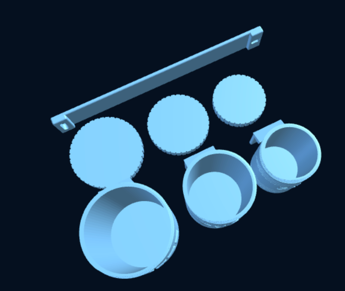 3D-printed Modular Storage Jar Kit — Wall Rail + 1–3 Round Jars (Custom Names) — photo 3