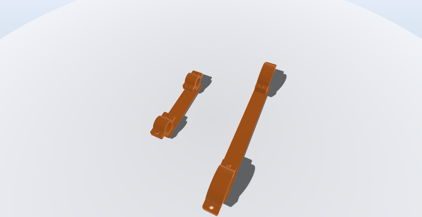 Twin Pipe-Clamp Cross Bar — Rail-Mount Bar for Modular Kits (Parametric, 3D Print)