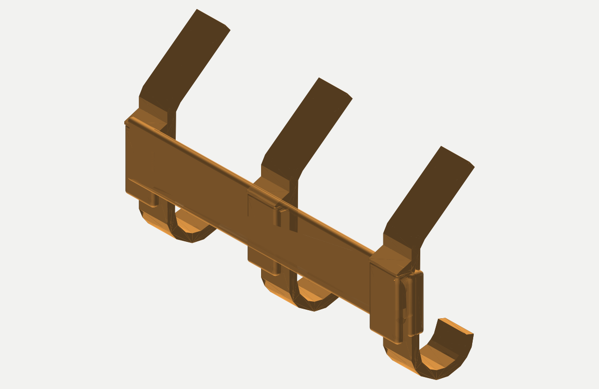 Modular Wall Hook Rail — Up to 5 Hooks on a 2-Screw Bar (Parametric, 3D Print)