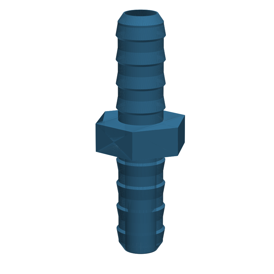 Hose Barb Connector / Reducer (Barb–Barb) — Parametric (3D Print)