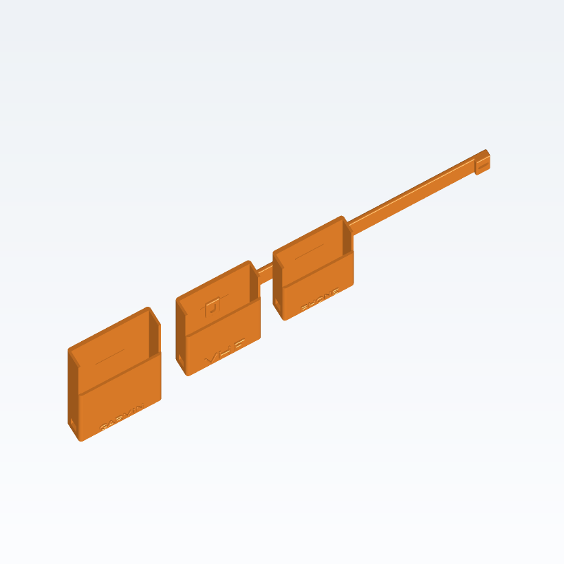Modular Rail Device Holder Kit — Wall Rail + 1–3 Holders (Custom Names) (3D Print)