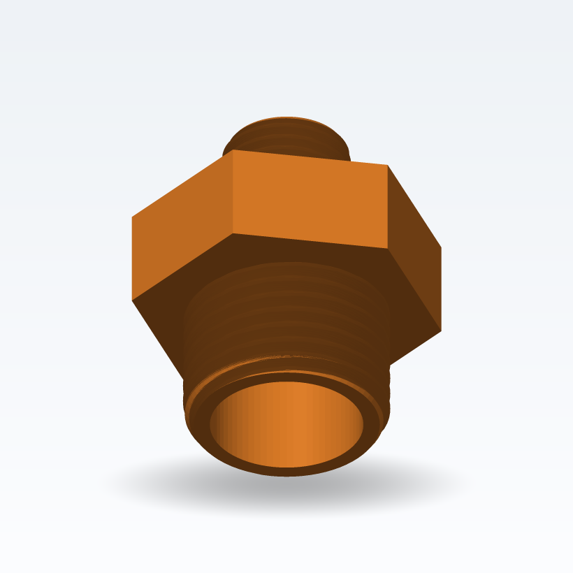 Niple hexagonal BSP (doble macho) — Paramétrico (Impresión 3D)