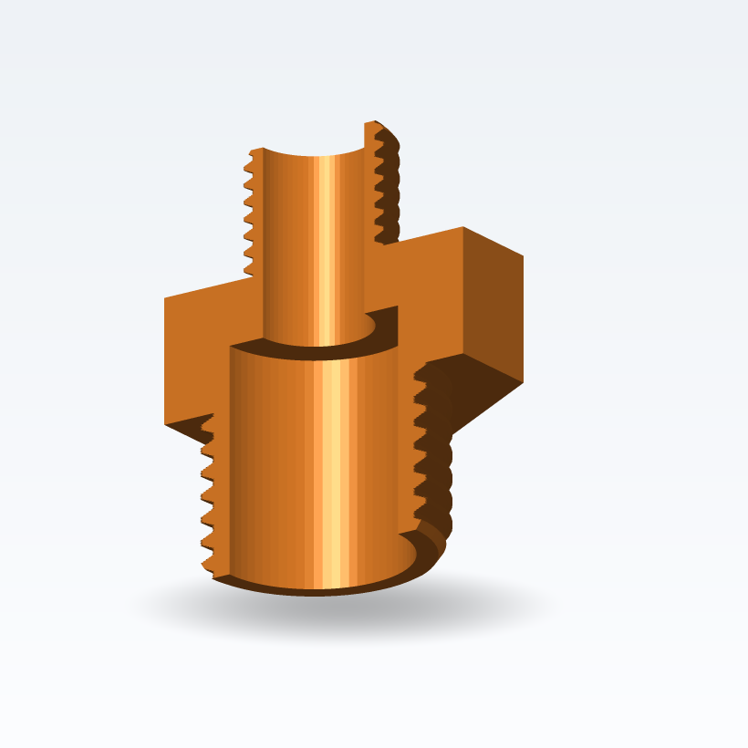 Niple hexagonal BSP (doble macho) — Paramétrico (Impresión 3D)