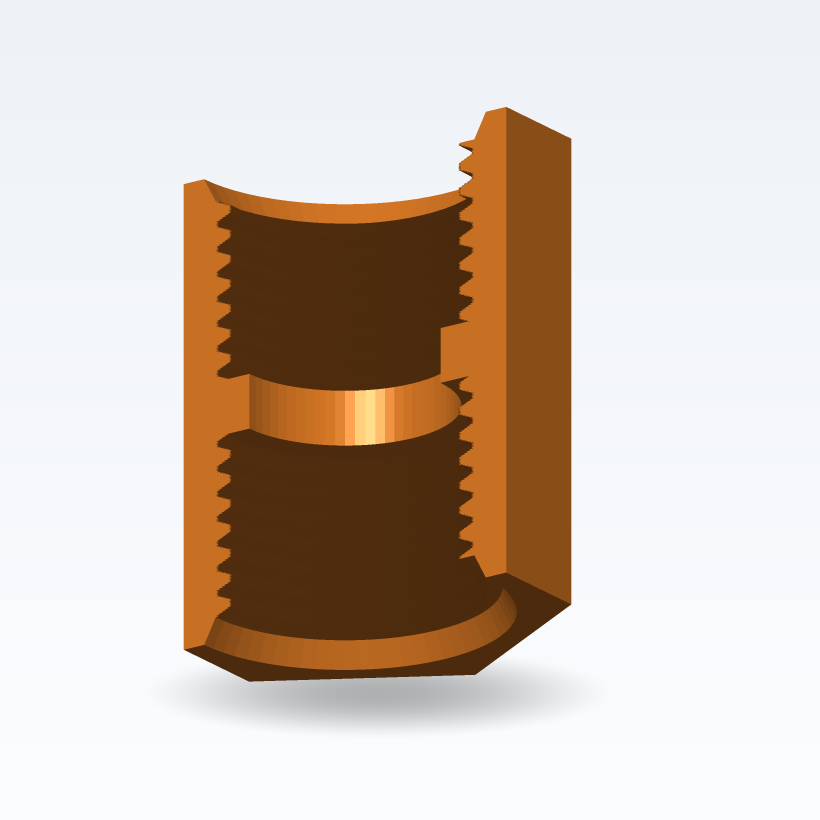 BSP-Innengewinde-Kupplung / Reduziernippel — Parametrisch (3D-Druck)