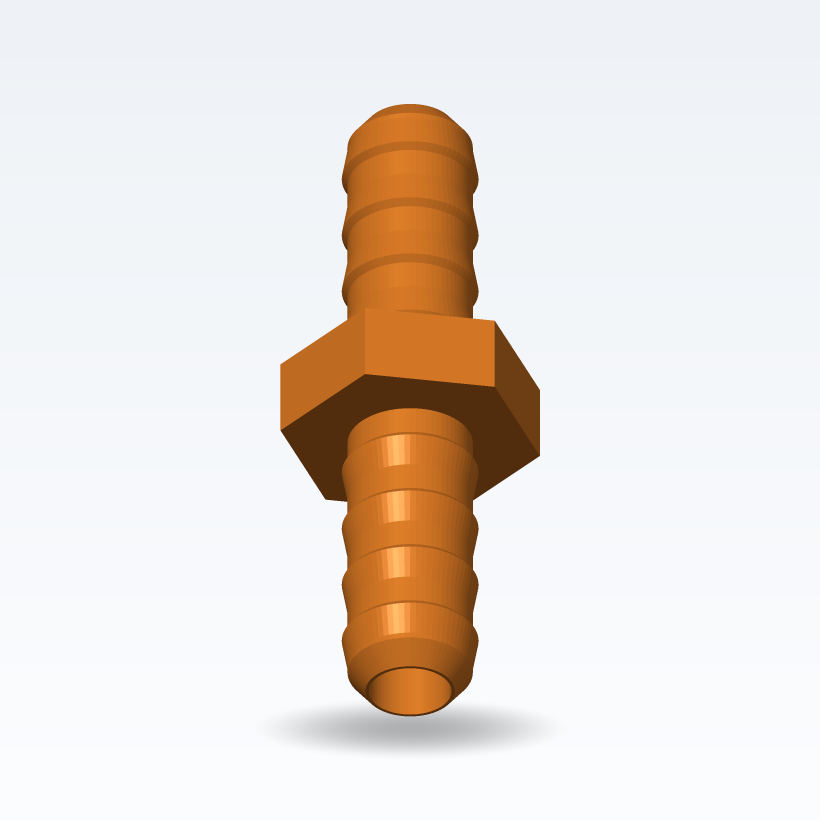 Conector/Reductor de púa de manguera (púa-púa) — Paramétrico (Impresión 3D)