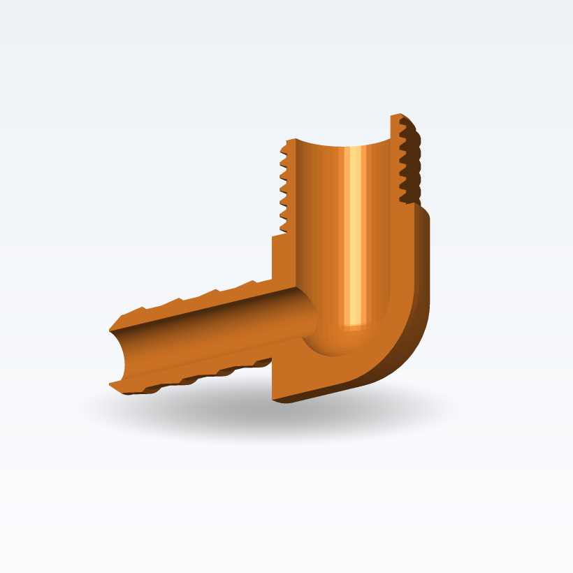 Winkel — BSP Außengewinde × Schlauchanschluss — Parametrisch (3D-Druck)