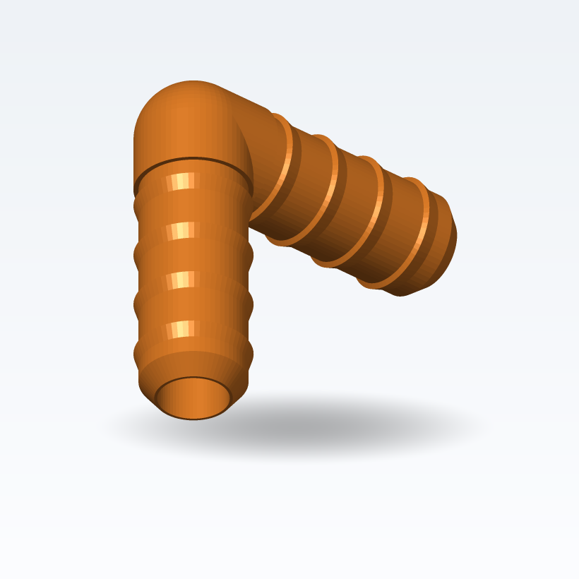 Conector de codo de manguera con lengüeta / Reductor — Paramétrico (impresión 3D)