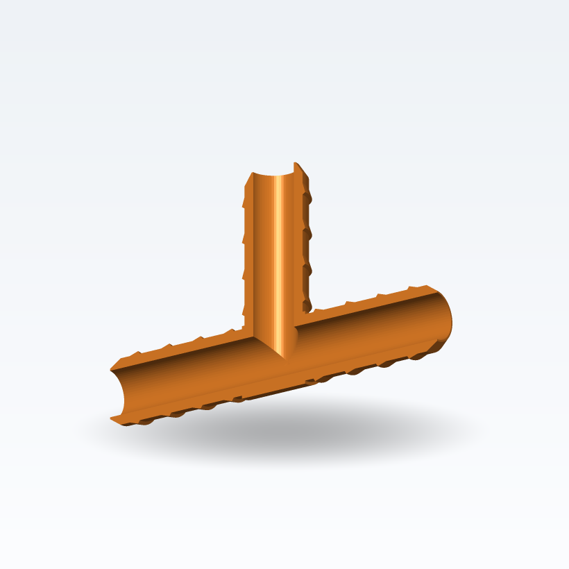 3-Wege-T-Schlauchanschluss — Parametrisch (3D-Druck)