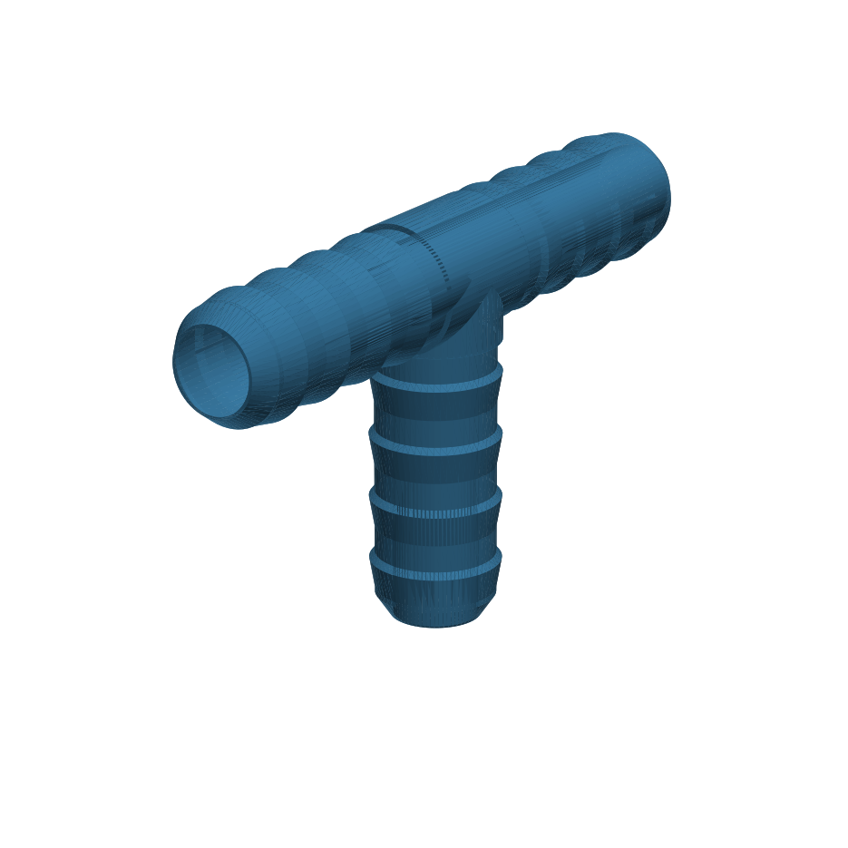 3-Way T Hose Barb Connector — Parametric (3D Print)