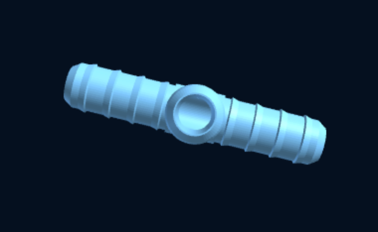 3-Way T Hose Barb Connector — Parametric (3D Print) — foto 1