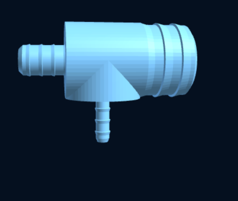 3-Way T Hose Barb Connector — Parametric (3D Print) — foto 2