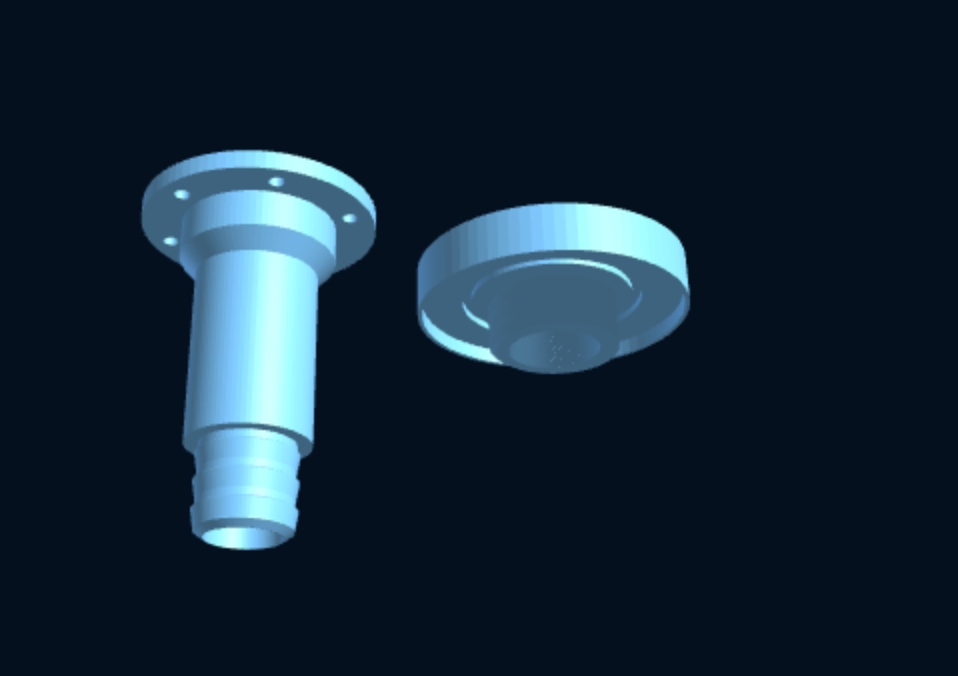 Deck Filler with Hose Barb + Winch Cap (Water/Diesel/Waste) — Parametric (3D Print) — foto 2