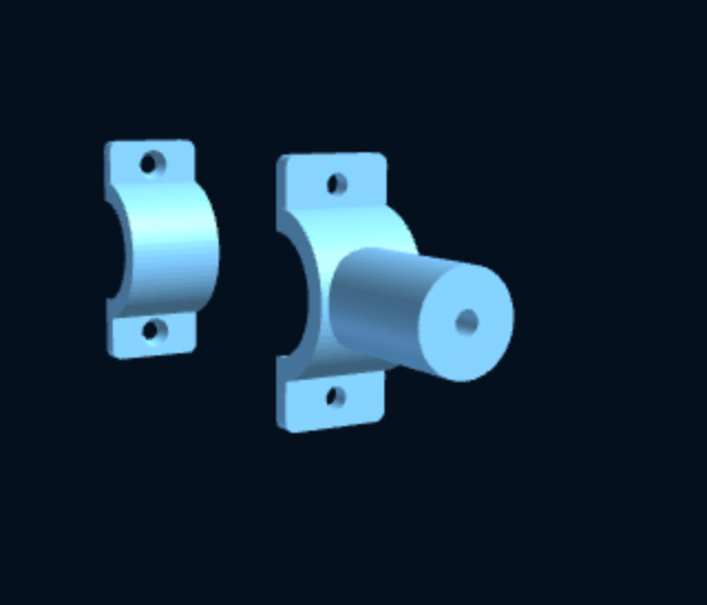 Pipe Wall Clamp — 2-Piece with Mounting Post (Parametric, 3D Print) — foto 2