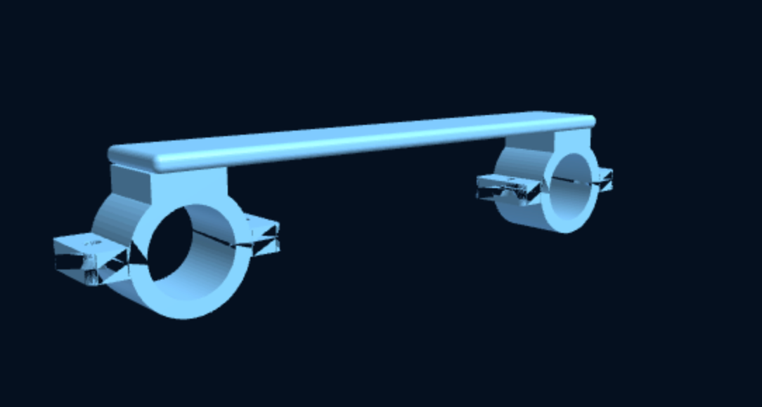 Free 3D-printed rail-mount twin pipe-clamp cross bar