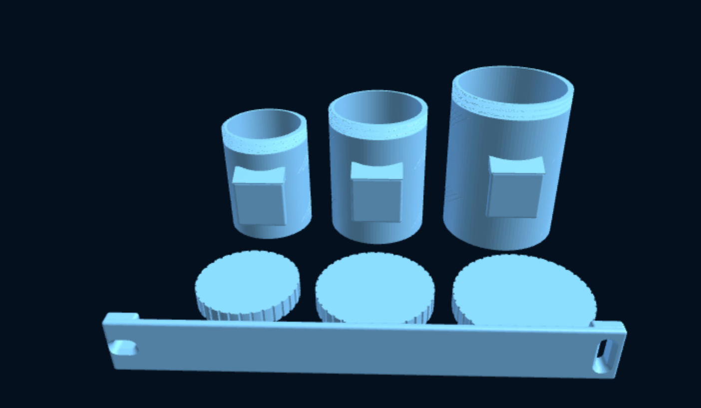3D-printed Modular Storage Jar Kit — Wall Rail + 1–3 Round Jars (Custom Names) — photo 2
