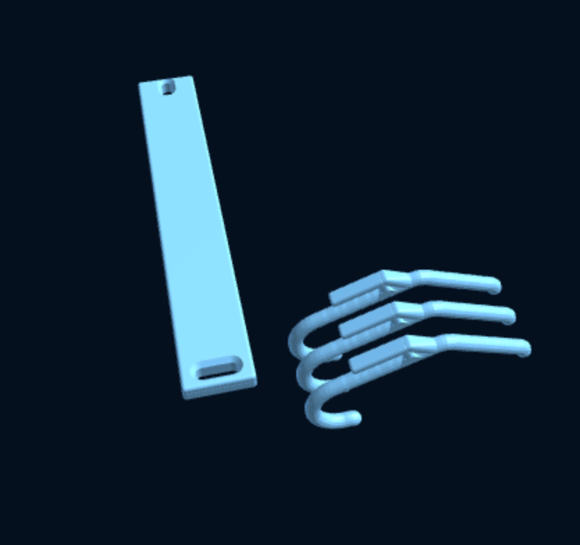 3D-printed Modular Kitchen Hook Rail — Up to 5 Round Hooks on a 2-Screw Bar — photo 1