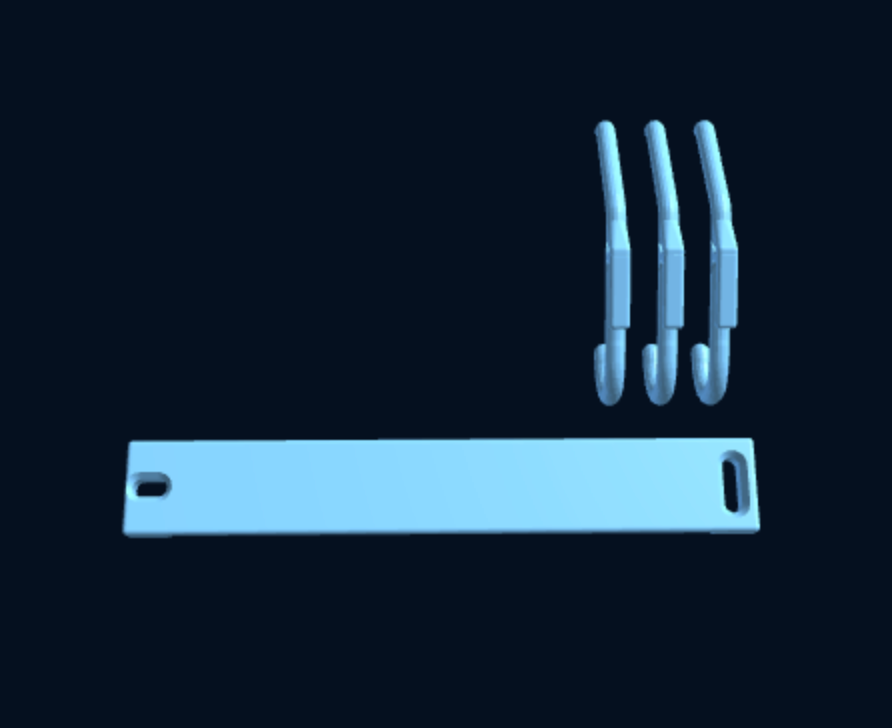3D-printed Modular Kitchen Hook Rail — Up to 5 Round Hooks on a 2-Screw Bar — photo 2