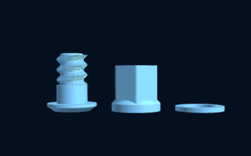 3D-printed Textile Padeye LIGHT — Threaded Bushing + Flanged Cap Nut