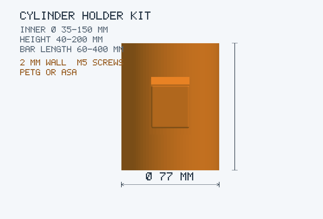Modular Cylinder Holder Kit — Can · Bottle · Pens · Cup + Wall Bar (Parametric, 3D Print)