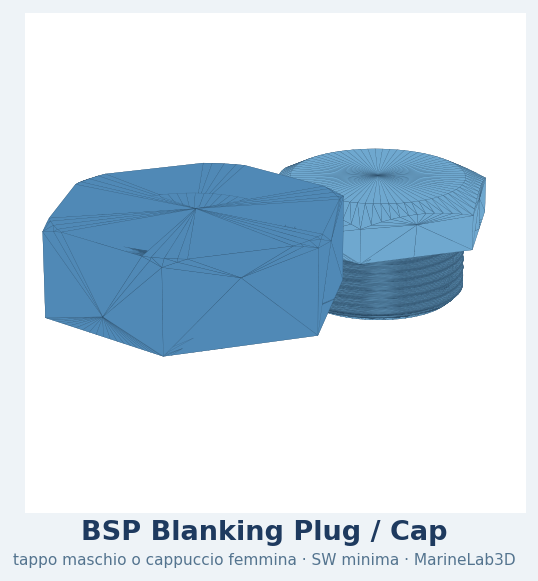BSP Blanking Plug / Cap — Parametric (3D Print)