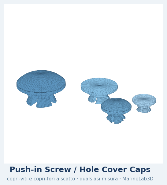 Push-in Screw / Hole Cover Caps — Parametric (3D Print)