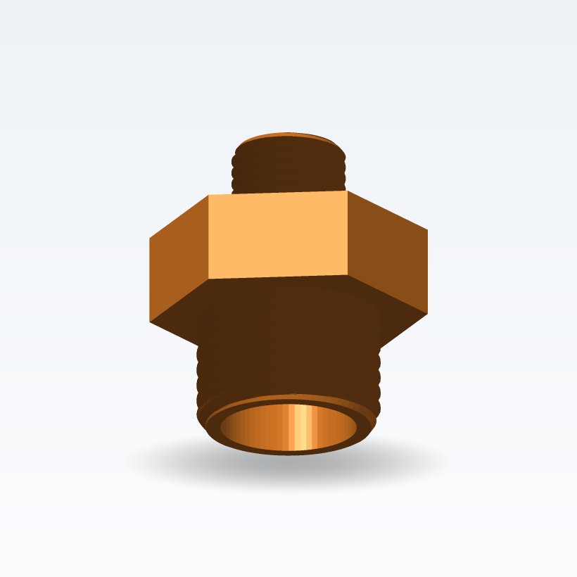Niple hexagonal BSP (doble macho) — Paramétrico (Impresión 3D)
