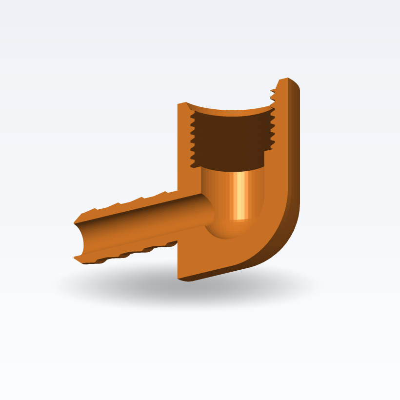 Codo — BSP Hembra × Conector de Manguera — Paramétrico (Impresión 3D)