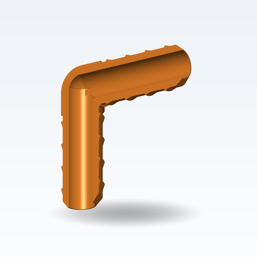 Conector de codo de manguera con lengüeta / Reductor — Paramétrico (impresión 3D)