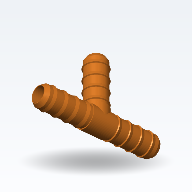 Conector de Manguera en T de 3 Vías — Paramétrico (Impresión 3D)