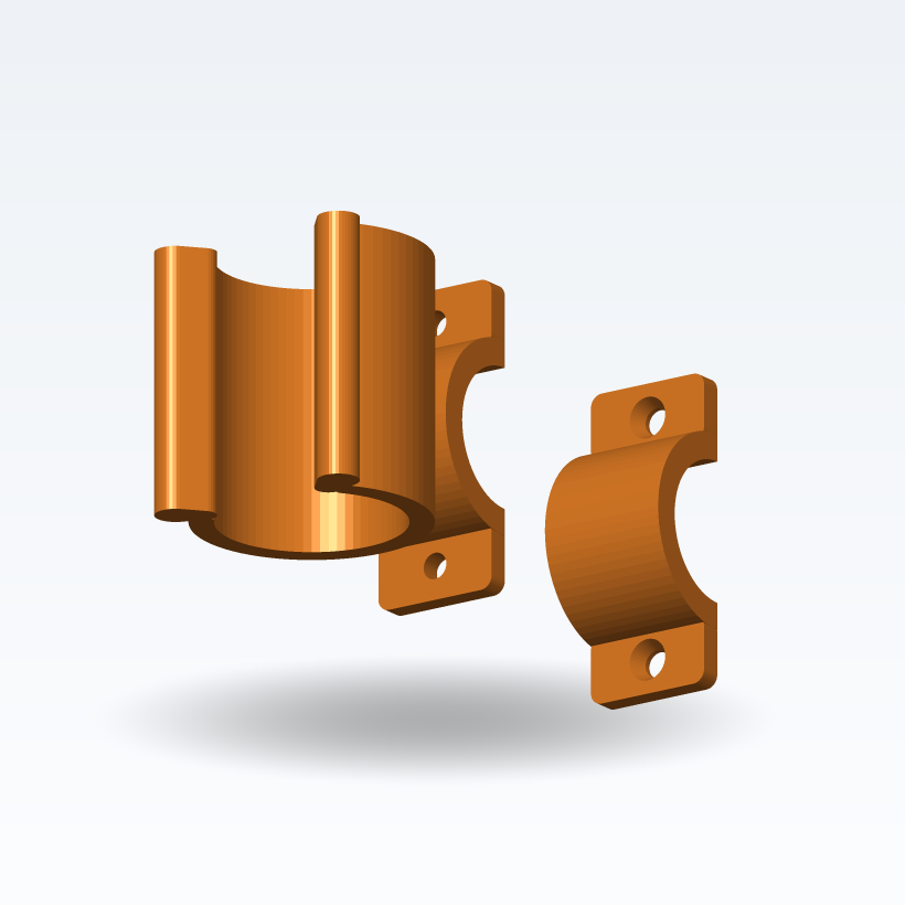 Rohrbefestigungscliphalter (2-teilige Klemme) — Parametrisch (3D-Druck)