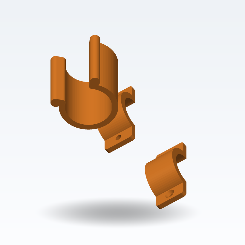Rohrbefestigungscliphalter (2-teilige Klemme) — Parametrisch (3D-Druck)