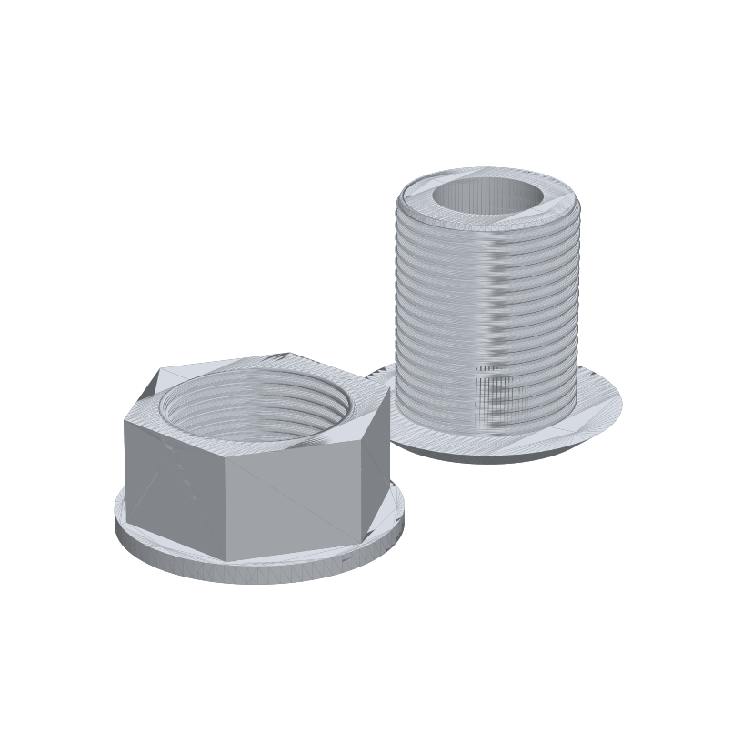 Through-Hull Skin Fitting + Lock Nut Kit (BSP) — Parametric (3D Print)